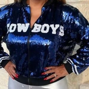 Dallas Cowboys Sparkly Sequin Zip Up Jacket